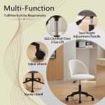 Velvet fabric office chair, mid back adjustable rotating computer chair, black legs, cushioned office chair with wheels - Image 3