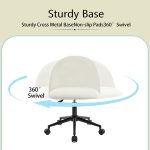 Velvet fabric office chair, mid back adjustable rotating computer chair, black legs, cushioned office chair with wheels - Image 9