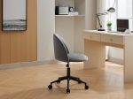 Velvet fabric office chair, mid back adjustable rotating computer chair, black legs, cushioned office chair with wheels - Image 24