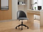 Velvet fabric office chair, mid back adjustable rotating computer chair, black legs, cushioned office chair with wheels - Image 4