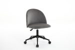 Velvet fabric office chair, mid back adjustable rotating computer chair, black legs, cushioned office chair with wheels - Image 25