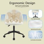 Velvet fabric office chair, mid back adjustable rotating computer chair, black legs, cushioned office chair with wheels - Image 5