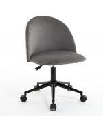 Velvet fabric office chair, mid back adjustable rotating computer chair, black legs, cushioned office chair with wheels - Image 21