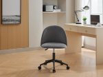 Velvet fabric office chair, mid back adjustable rotating computer chair, black legs, cushioned office chair with wheels - Image 18