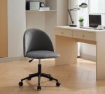 Velvet fabric office chair, mid back adjustable rotating computer chair, black legs, cushioned office chair with wheels - Image 14