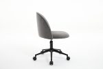 Velvet fabric office chair, mid back adjustable rotating computer chair, black legs, cushioned office chair with wheels - Image 20
