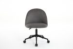 Velvet fabric office chair, mid back adjustable rotating computer chair, black legs, cushioned office chair with wheels - Image 17