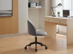 Velvet fabric office chair, mid back adjustable rotating computer chair, black legs, cushioned office chair with wheels - Image 22
